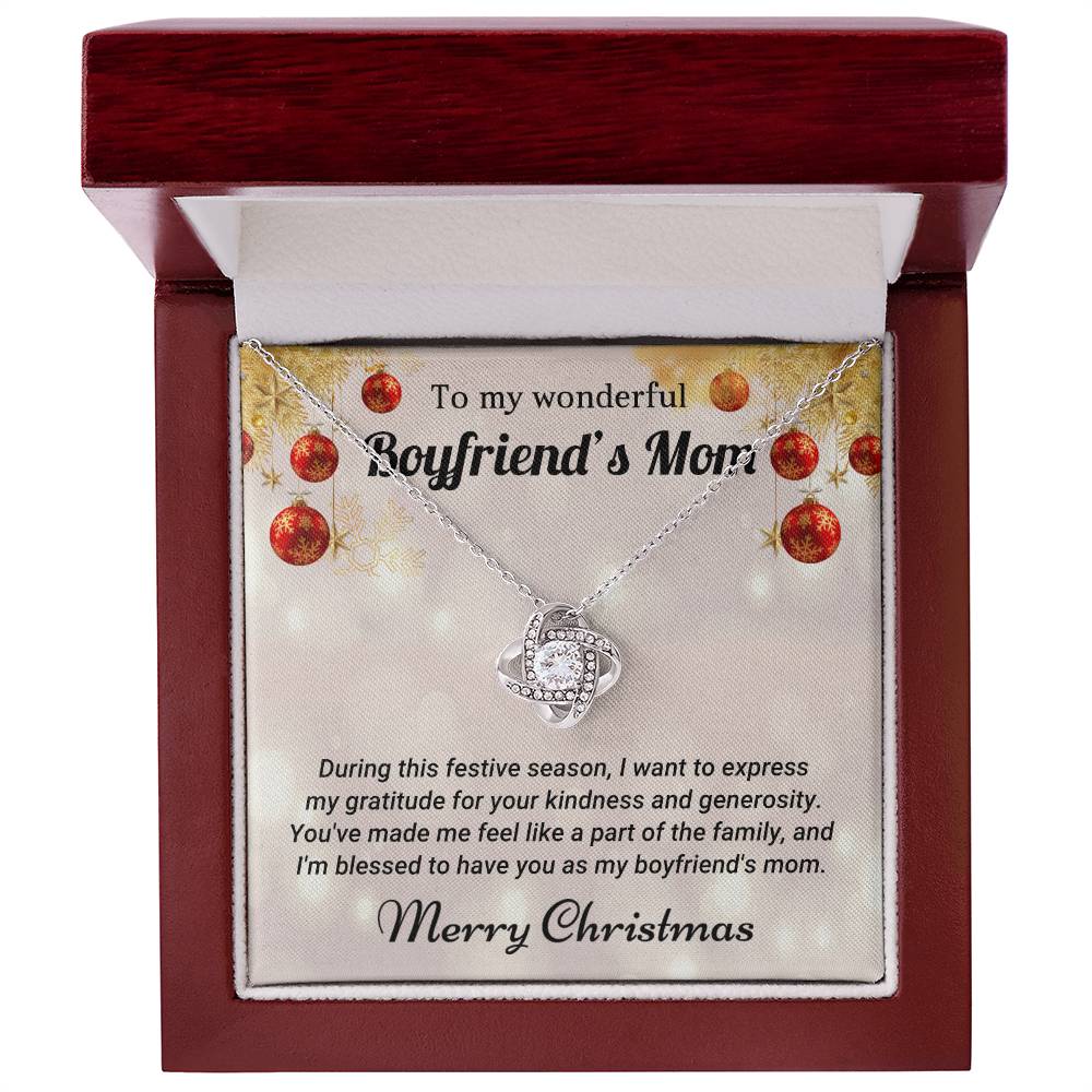 To My Wonderful Boyfriend's Mom - Part of the Family - Christmas Gift - Love Knot Necklace