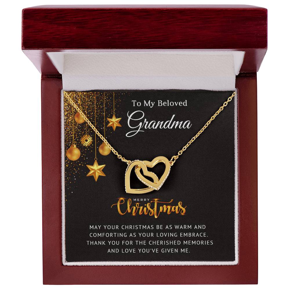 To My Beloved Grandma - Cherished Memories - Christmas Gift - Interlocking Hearts Necklace