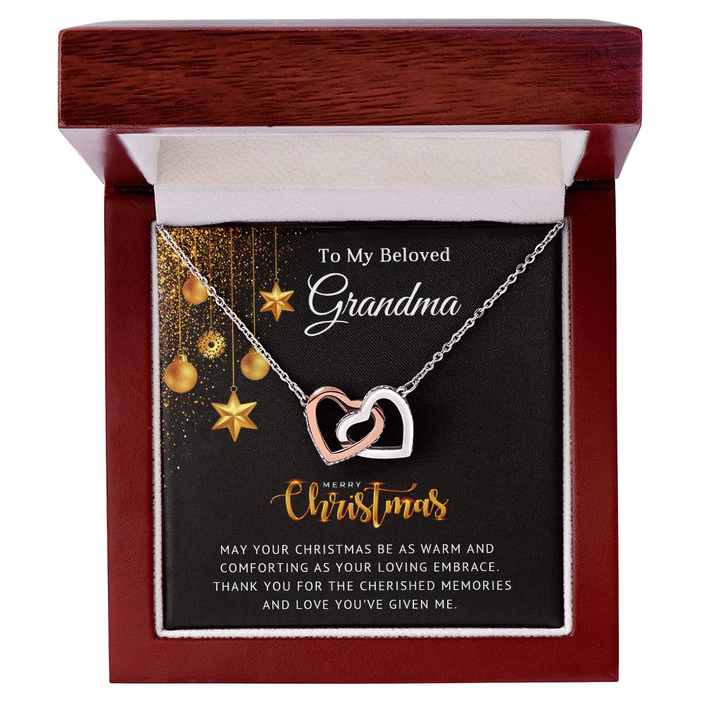 To My Beloved Grandma - Cherished Memories - Christmas Gift - Interlocking Hearts Necklace
