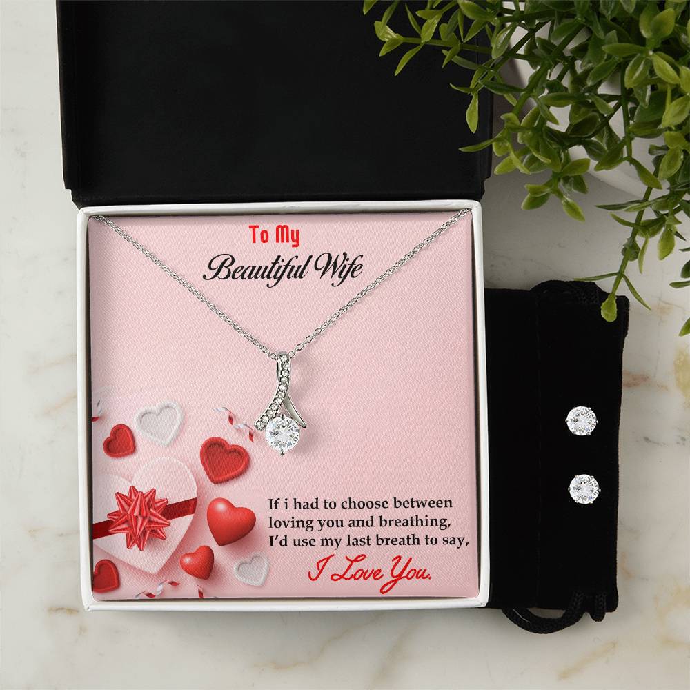 Alluring Beauty Necklace Earring Set, To My Beautiful Wife, Valentines - YERTIZZ.COM