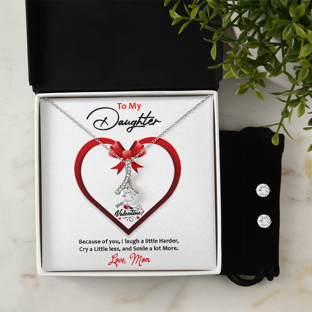 Alluring Beauty Necklace Earring Set, To My Daughter, Happy Valentine's Day - YERTIZZ.COM