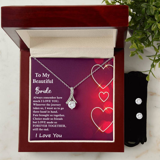 Alluring Beauty, Necklace and Earring Set, To My Beautiful Bride, I Love You, Valentine's Day - YERTIZZ.COM