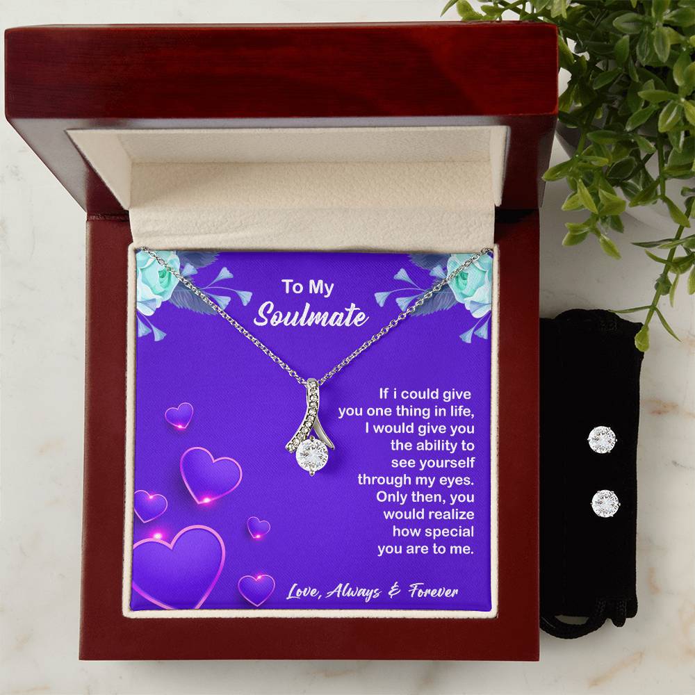 To My Soulmate, Love, Always & Forever, Alluring Beauty Necklace and Earring Set - YERTIZZ.COM