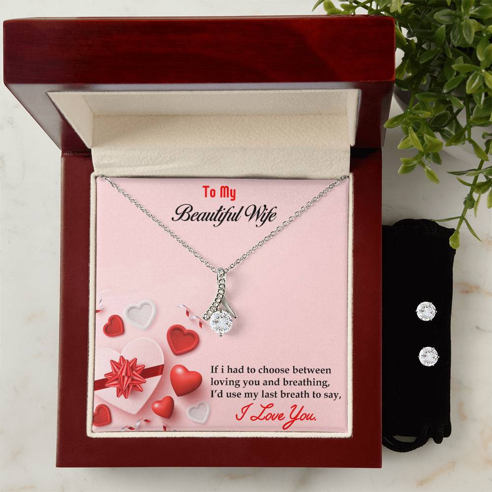 Alluring Beauty Necklace Earring Set, To My Beautiful Wife, Valentines - YERTIZZ.COM