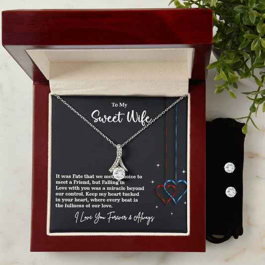 Alluring Beauty, Necklace and Earring Set, To My Sweet Wife, I Love You, Valentine's Day - YERTIZZ.COM