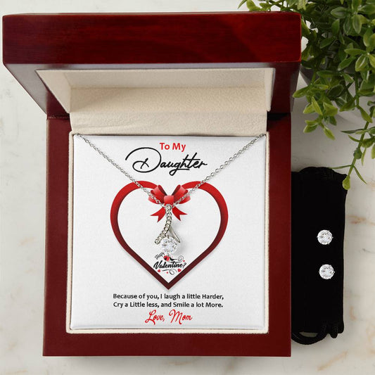 Alluring Beauty Necklace Earring Set, To My Daughter, Happy Valentine's Day - YERTIZZ.COM