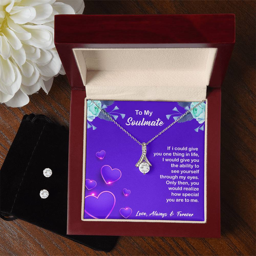 To My Soulmate, Love, Always & Forever, Alluring Beauty Necklace and Earring Set - YERTIZZ.COM
