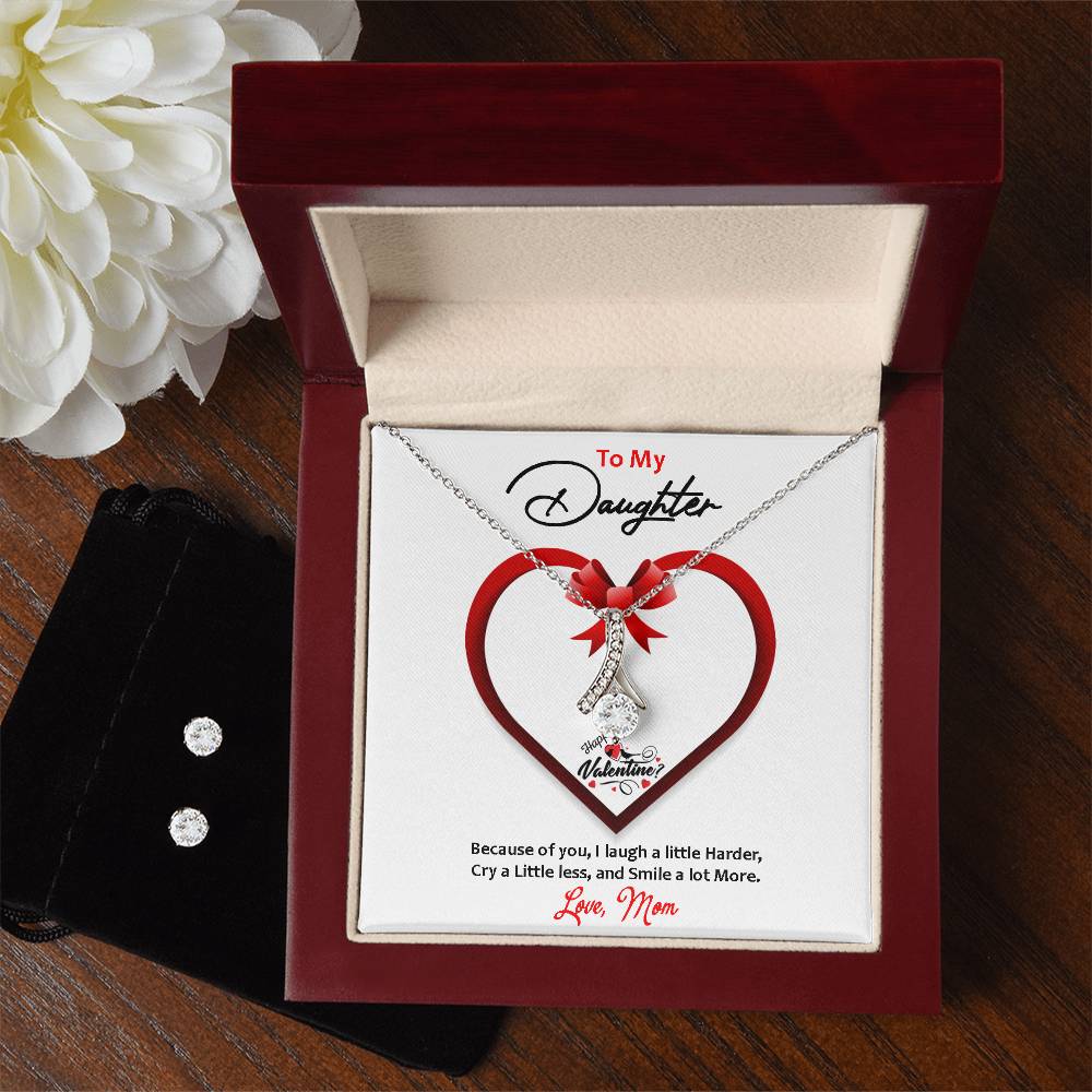 Alluring Beauty Necklace Earring Set, To My Daughter, Happy Valentine's Day - YERTIZZ.COM