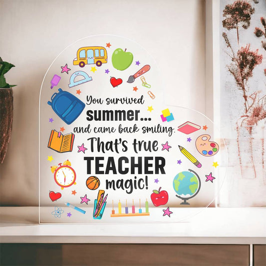 Teacher Appreciation Acrylic Heart – You Teach With Heart Quote