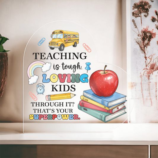 Whimsical Teacher Gift – Chaos and Patience Quote Heart Decor