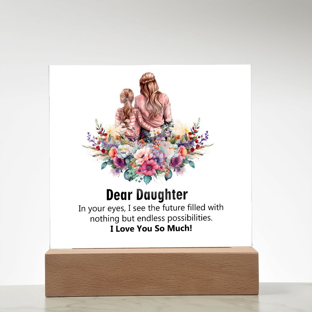 Dear Daughter, I Love You So Much, Square Acrylic Plaque - YERTIZZ.COM