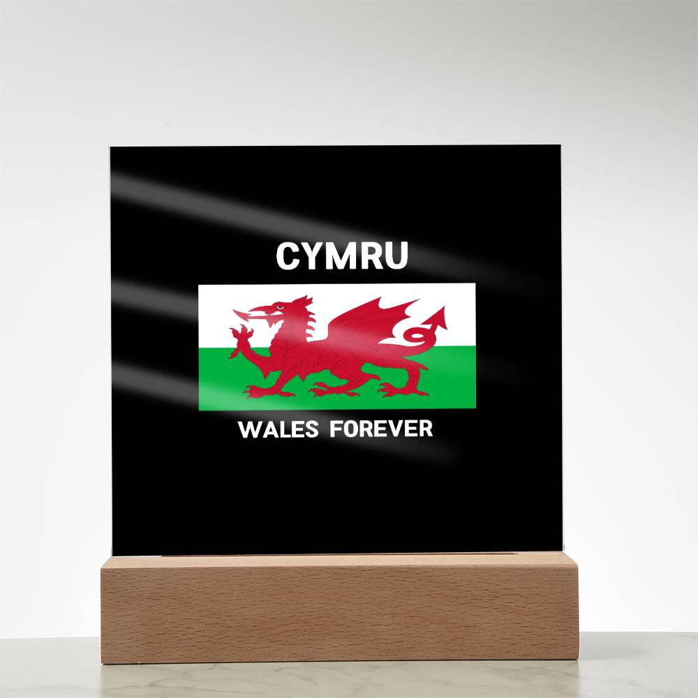 Square Acrylic Plaque, Cymru, Wales Forever - YERTIZZ.COM