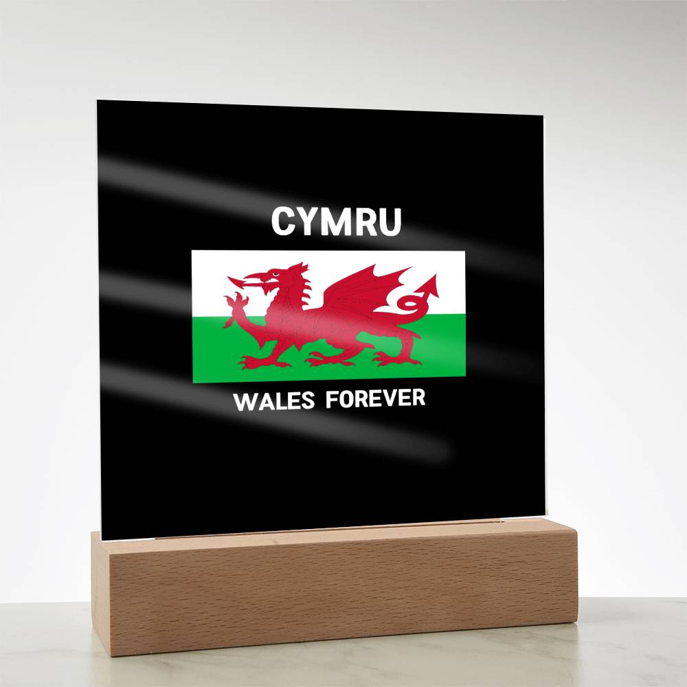 Square Acrylic Plaque, Cymru, Wales Forever - YERTIZZ.COM