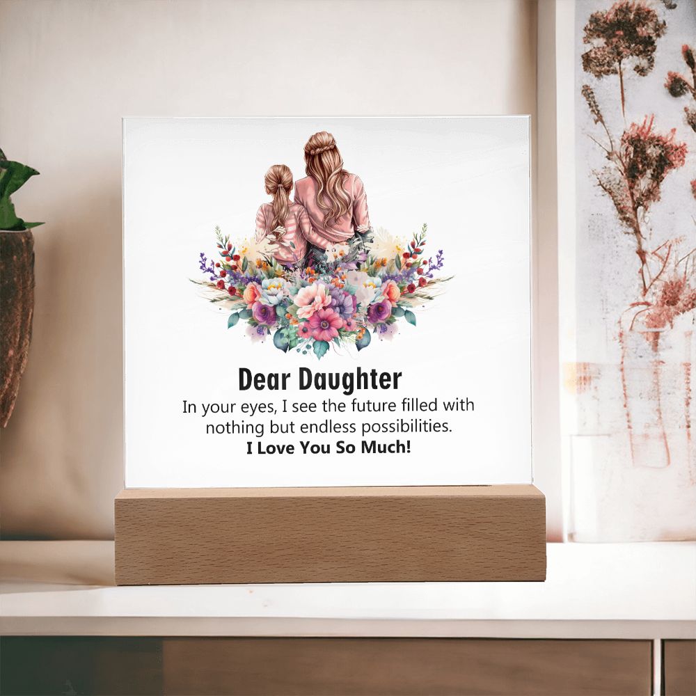 Dear Daughter, I Love You So Much, Square Acrylic Plaque - YERTIZZ.COM