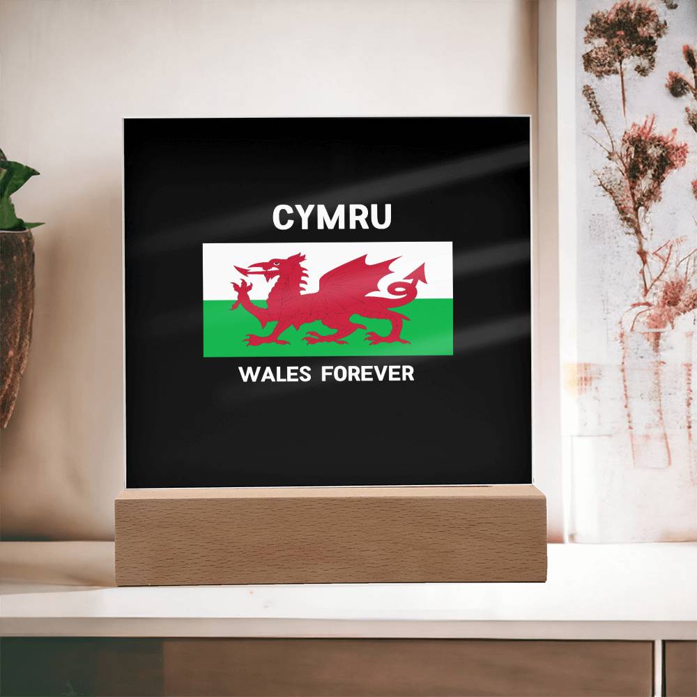 Square Acrylic Plaque, Cymru, Wales Forever - YERTIZZ.COM