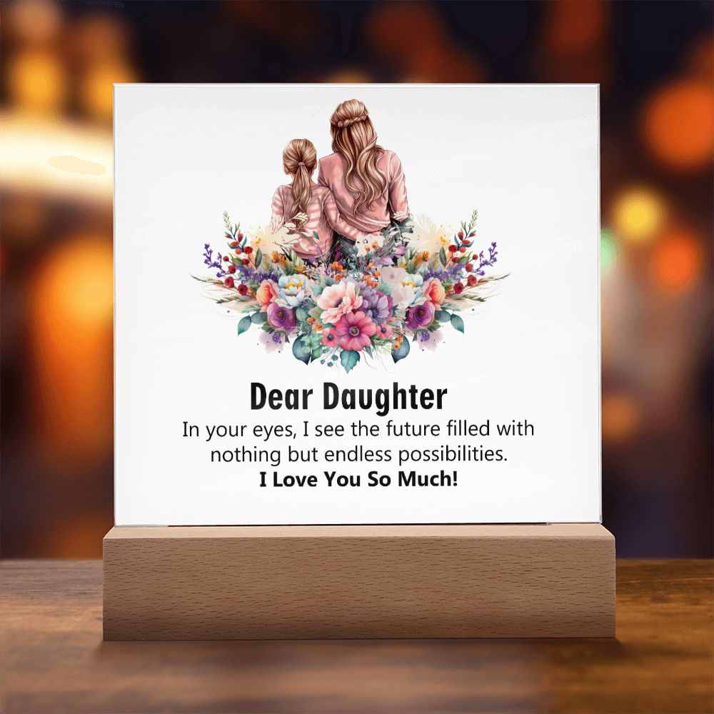 Dear Daughter, I Love You So Much, Square Acrylic Plaque - YERTIZZ.COM