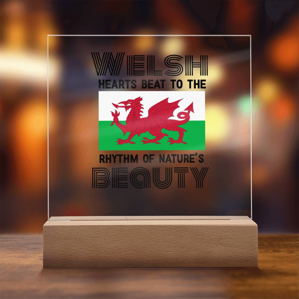 Square Acrylic Plaque, Welsh Hearts Beat To The Rhythm Of Nature's Beauty - YERTIZZ.COM