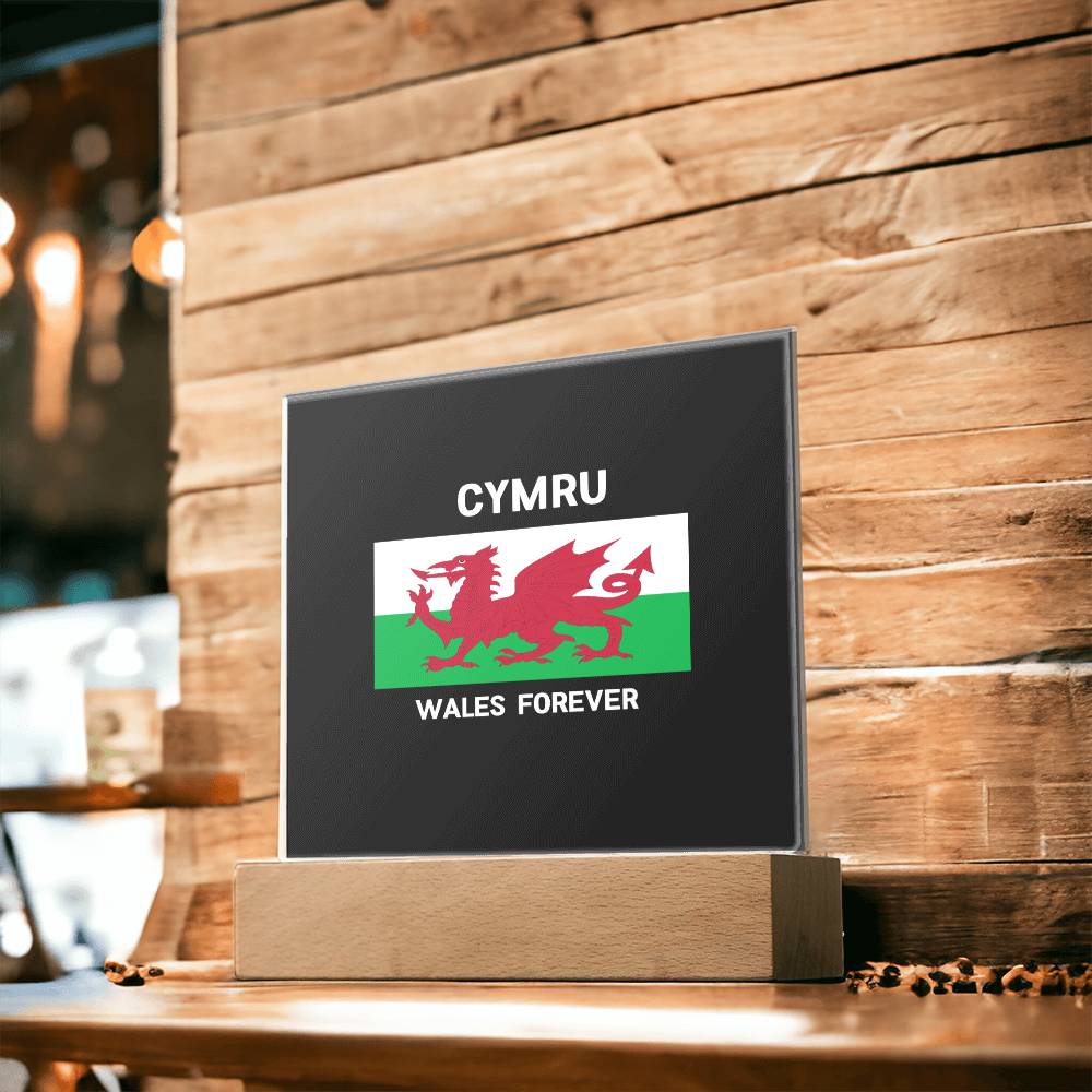 Square Acrylic Plaque, Cymru, Wales Forever - YERTIZZ.COM
