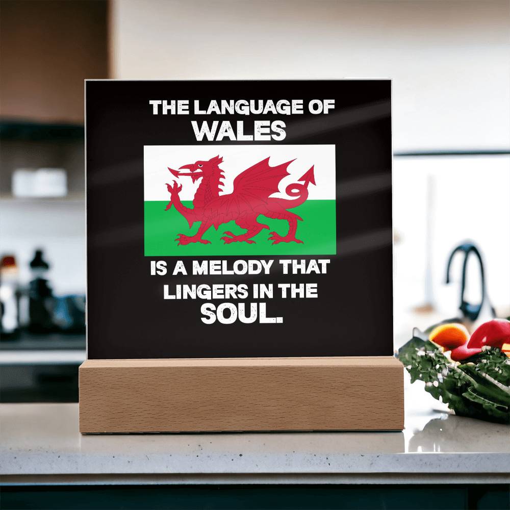 Square Acrylic Plaque, Welsh Language, A Melody That Lingers In The Soul - YERTIZZ.COM