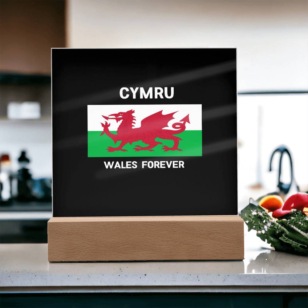 Square Acrylic Plaque, Cymru, Wales Forever - YERTIZZ.COM