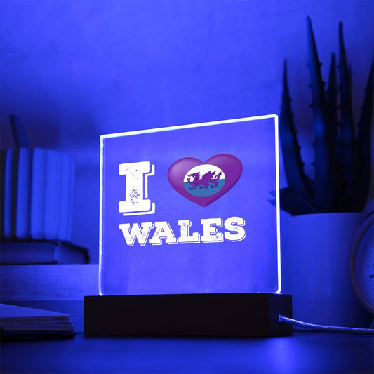 Square Acrylic Plaque, I Love Wales, Welsh Gifts - YERTIZZ.COM