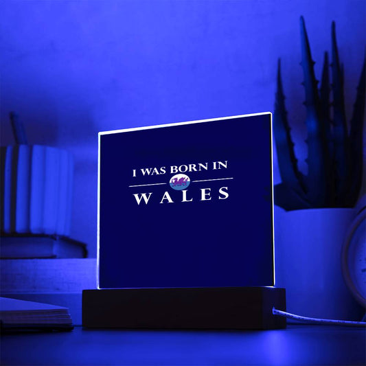 Square Acrylic Plaque, I Was Born In Wales - YERTIZZ.COM