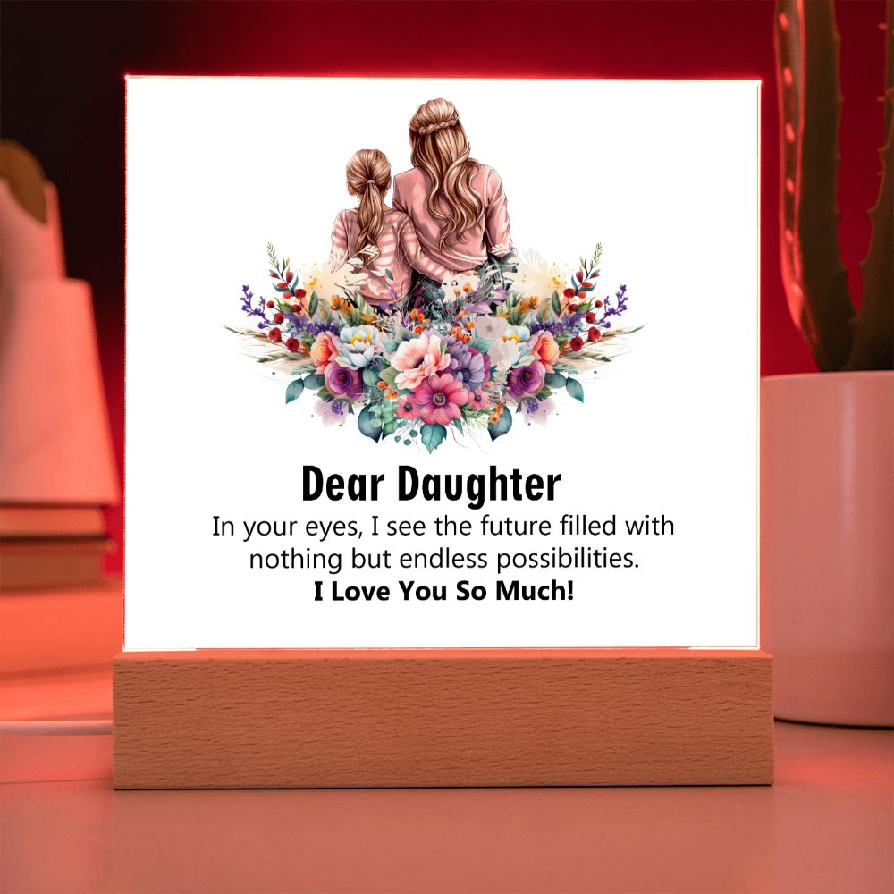 Dear Daughter, I Love You So Much, Square Acrylic Plaque - YERTIZZ.COM