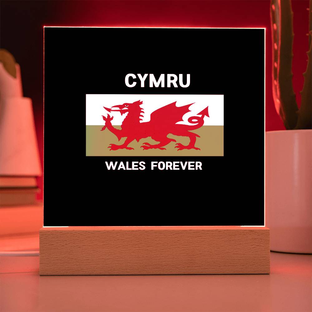 Square Acrylic Plaque, Cymru, Wales Forever - YERTIZZ.COM