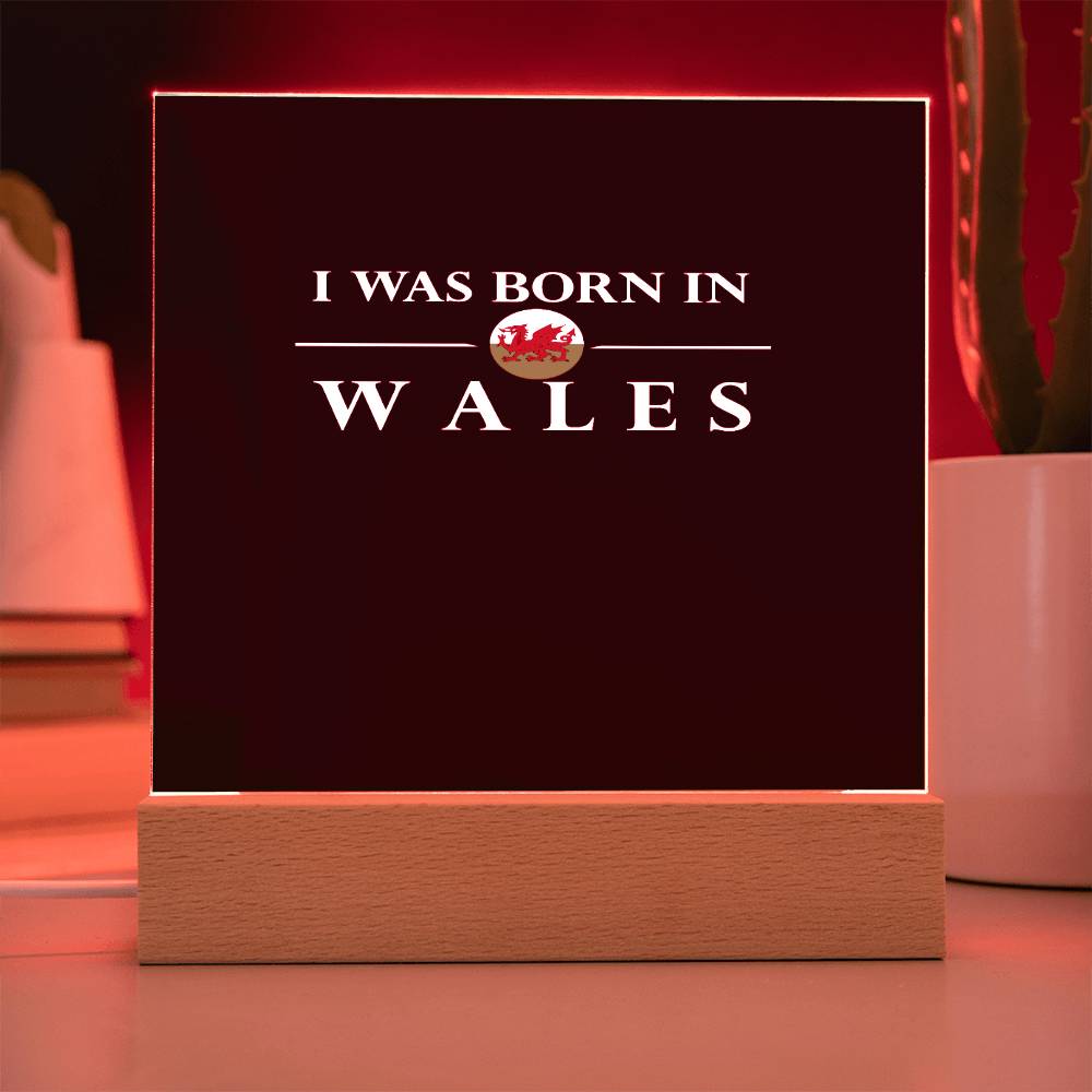 Square Acrylic Plaque, I Was Born In Wales - YERTIZZ.COM