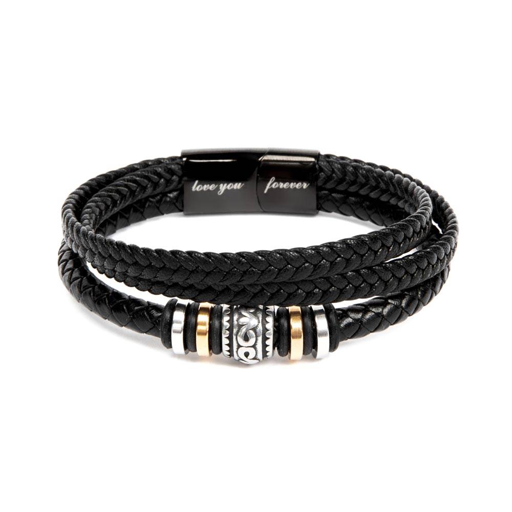 Love You Forever, Men's Engraved Vegan Leather Bracelet, Father, Husband, Son, Dad - YERTIZZ.COM