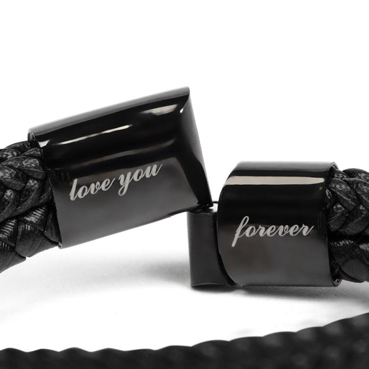 Love You Forever, Men's Engraved Vegan Leather Bracelet, Father, Husband, Son, Dad - YERTIZZ.COM