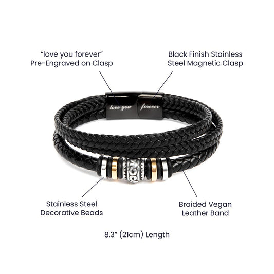 Vegan Leather Bracelet, Love You Forever Dad, Engraved - YERTIZZ.COM