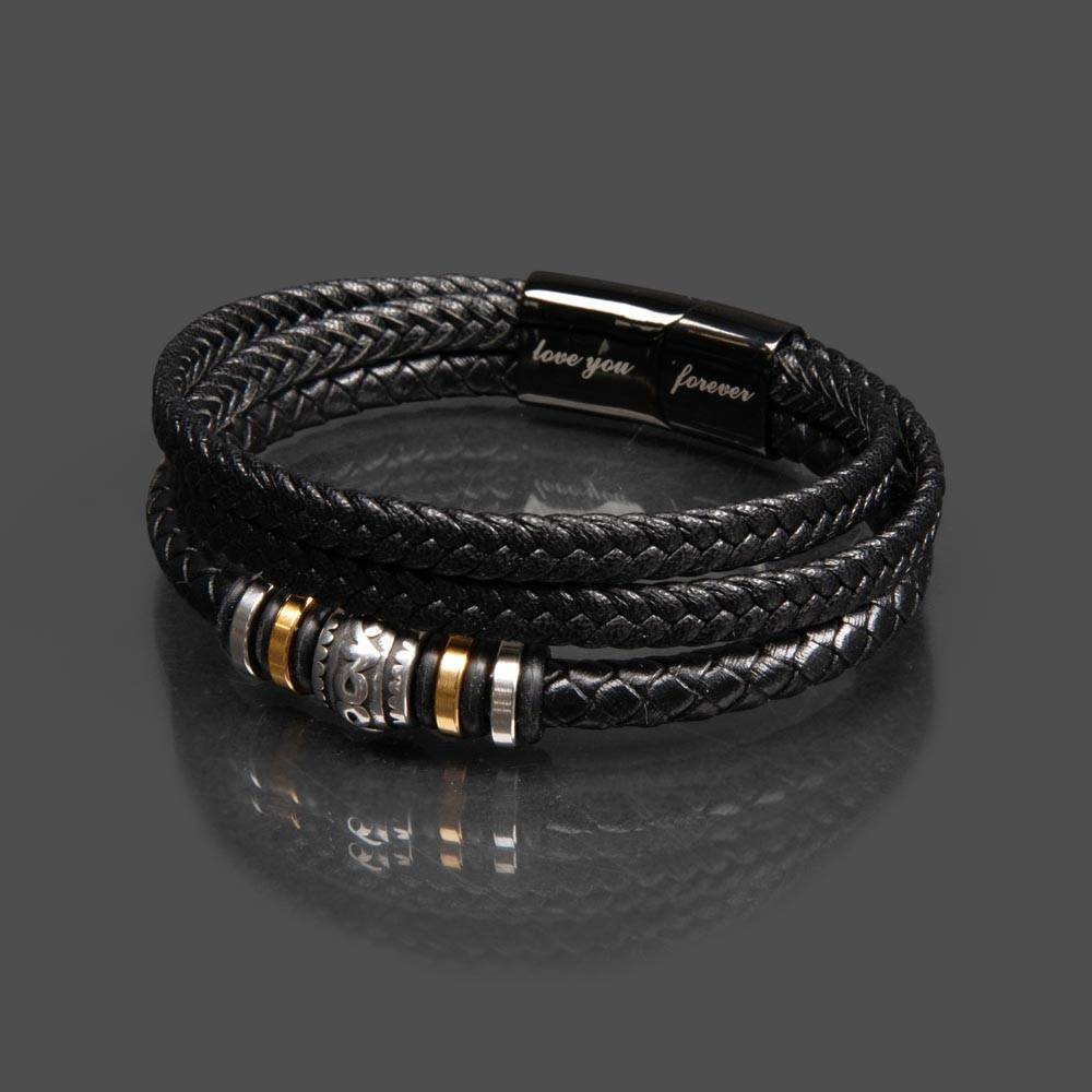 Love You Forever, Men's Engraved Vegan Leather Bracelet, Father, Husband, Son, Dad - YERTIZZ.COM