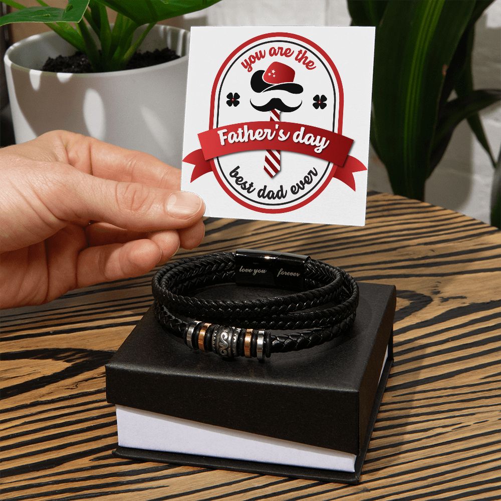Love You Forever, Men's Leather Bracelet, Vegan, Engraved, Father, Husband, Son, Dad - YERTIZZ.COM