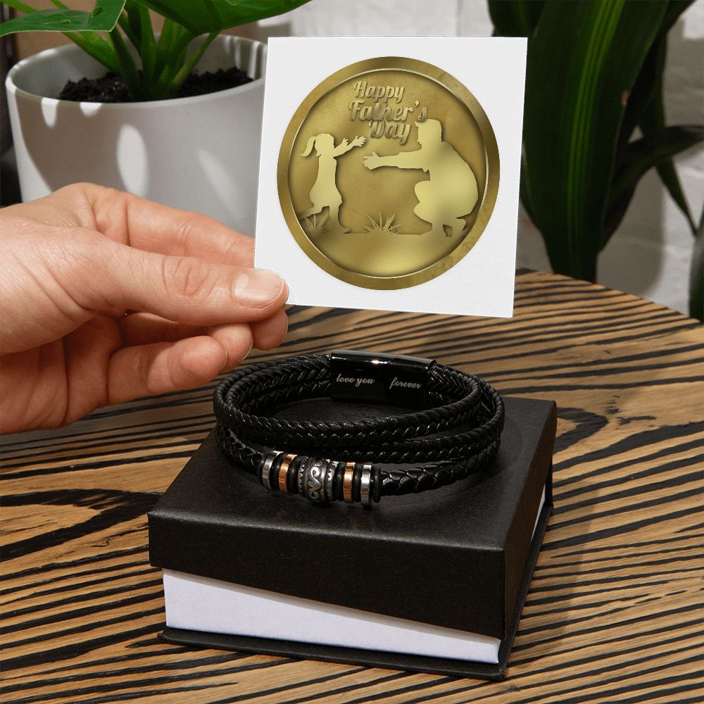 Father, Husband, Son, Dad, Men's Vegan Leather Bracelet, Love You Forever, Engraved - YERTIZZ.COM
