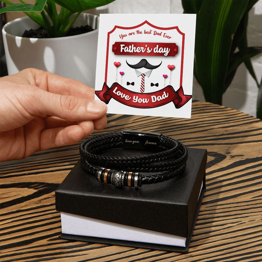 Vegan Leather Bracelet, Love You Forever Dad, Engraved - YERTIZZ.COM