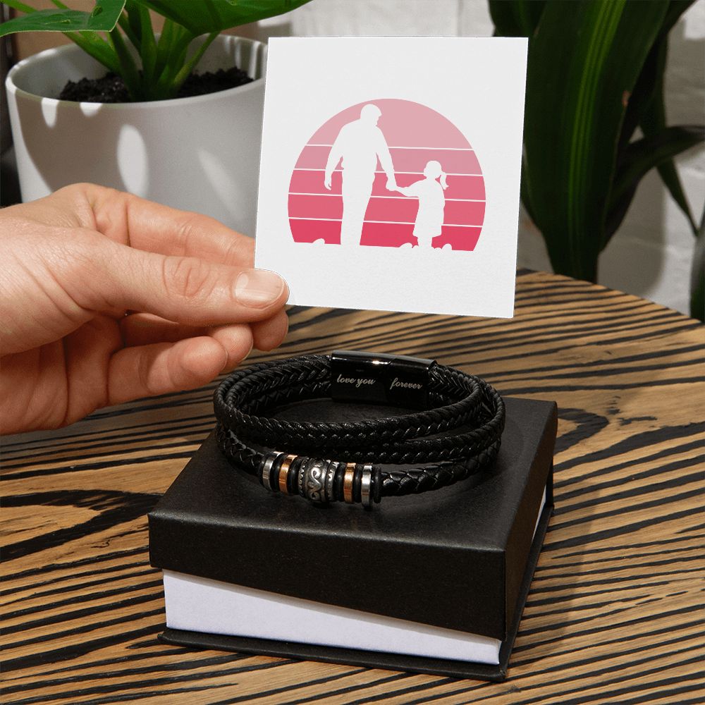 For Father, Vegan Leather Bracelet, Love You Forever Dad, Engraved - YERTIZZ.COM