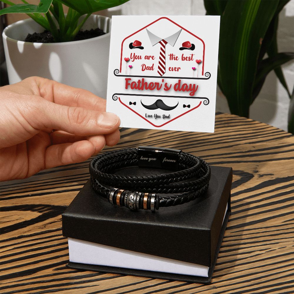 Vegan Leather Bracelet, Love You Forever Dad, Engraved - YERTIZZ.COM