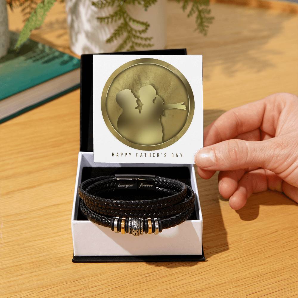Love You Forever, Men's Engraved Vegan Leather Bracelet, Father, Husband, Son, Dad - YERTIZZ.COM