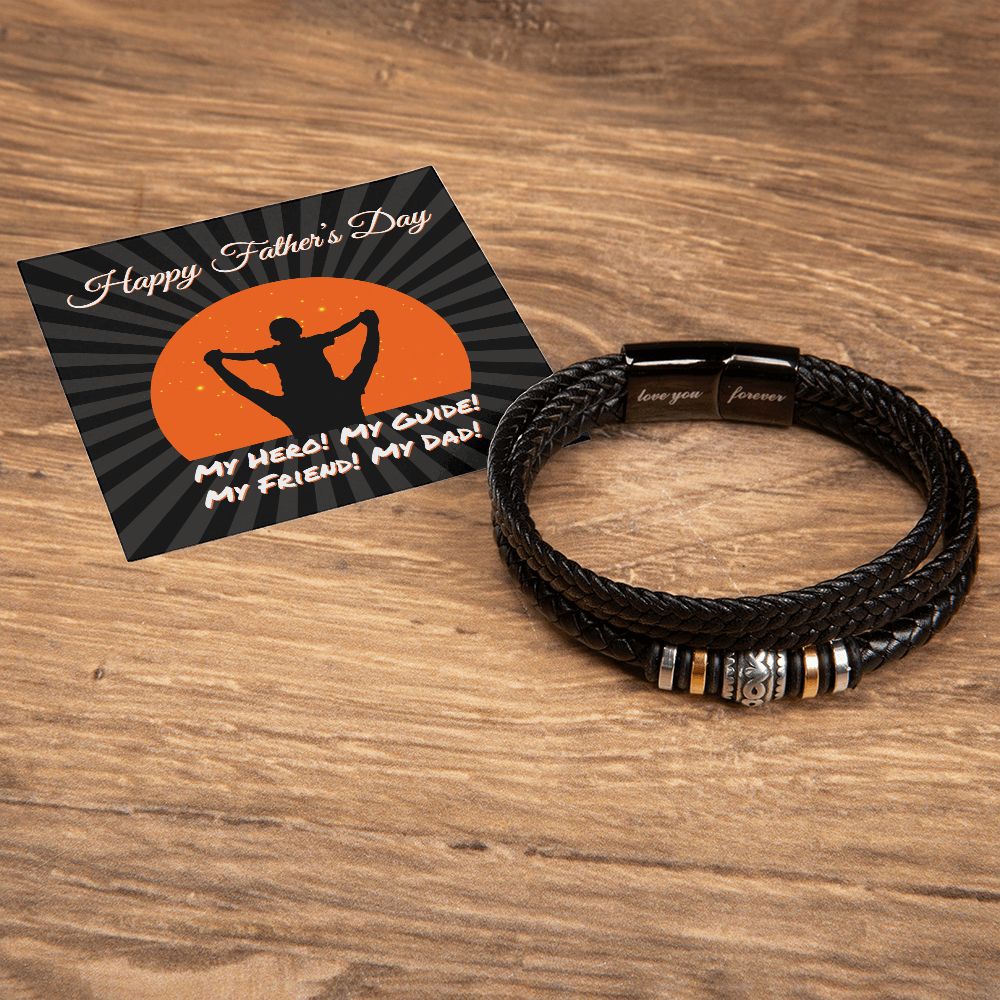 Love You Forever, Men's Engraved Vegan Leather Bracelet, Father, Husband, Son, Dad - YERTIZZ.COM