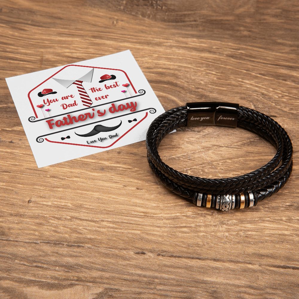 Vegan Leather Bracelet, Love You Forever Dad, Engraved - YERTIZZ.COM