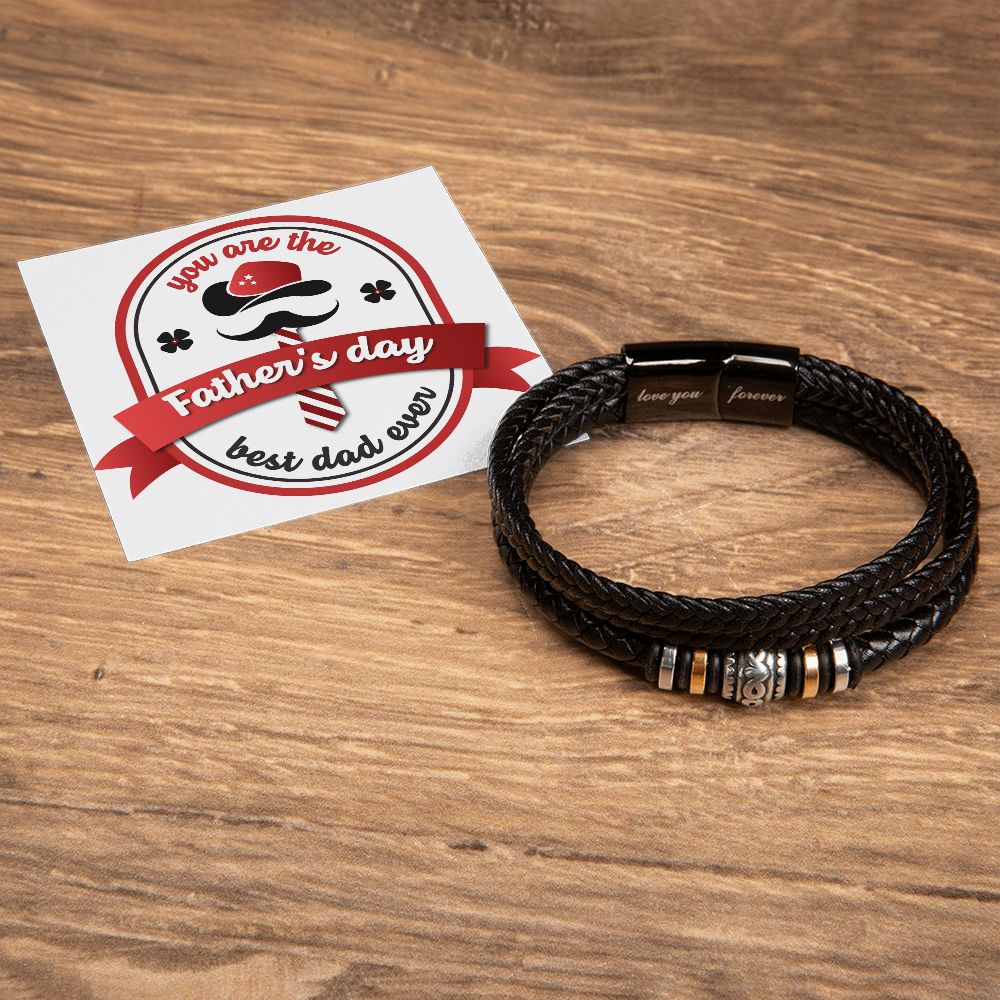 Love You Forever, Men's Leather Bracelet, Vegan, Engraved, Father, Husband, Son, Dad - YERTIZZ.COM
