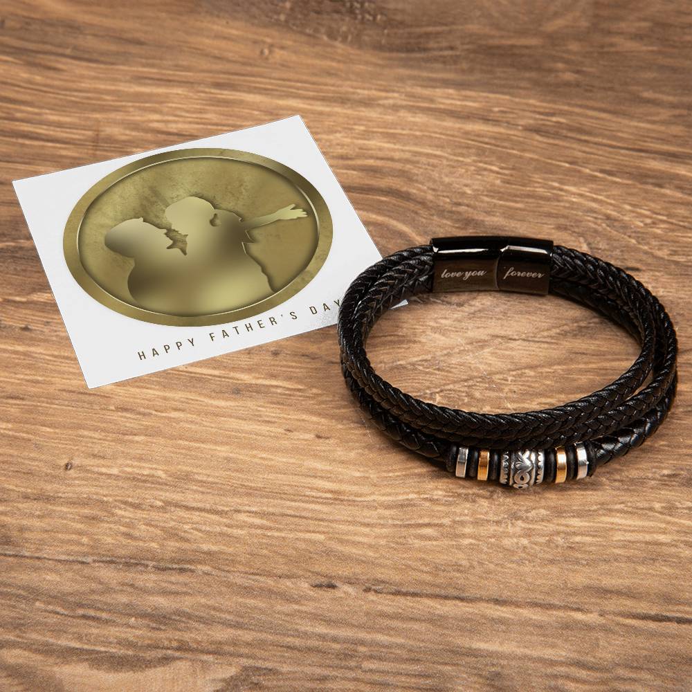 Love You Forever, Men's Engraved Vegan Leather Bracelet, Father, Husband, Son, Dad - YERTIZZ.COM