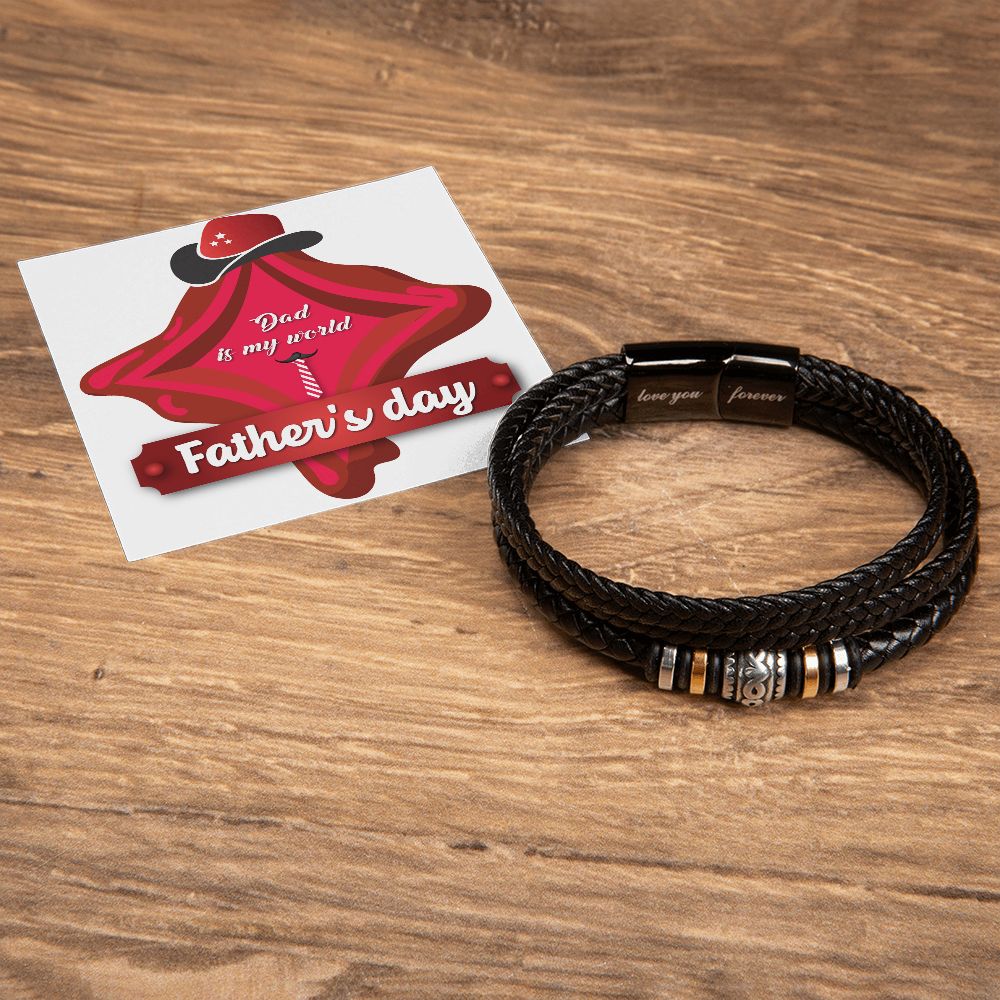 Vegan Leather Bracelet, Love You Forever Dad, Engraved - YERTIZZ.COM