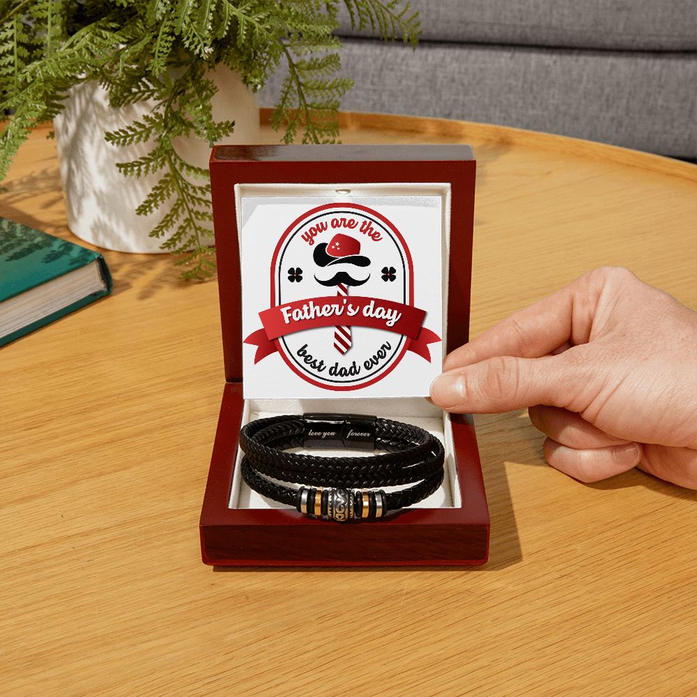 Love You Forever, Men's Leather Bracelet, Vegan, Engraved, Father, Husband, Son, Dad - YERTIZZ.COM