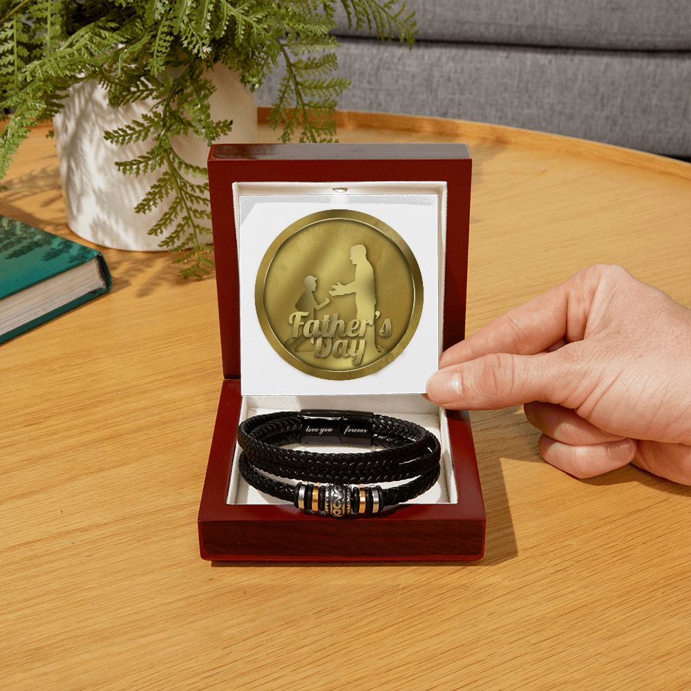 Love You Forever, Men's Leather Bracelet, Vegan, Engraved, Father, Husband, Son, Dad - YERTIZZ.COM