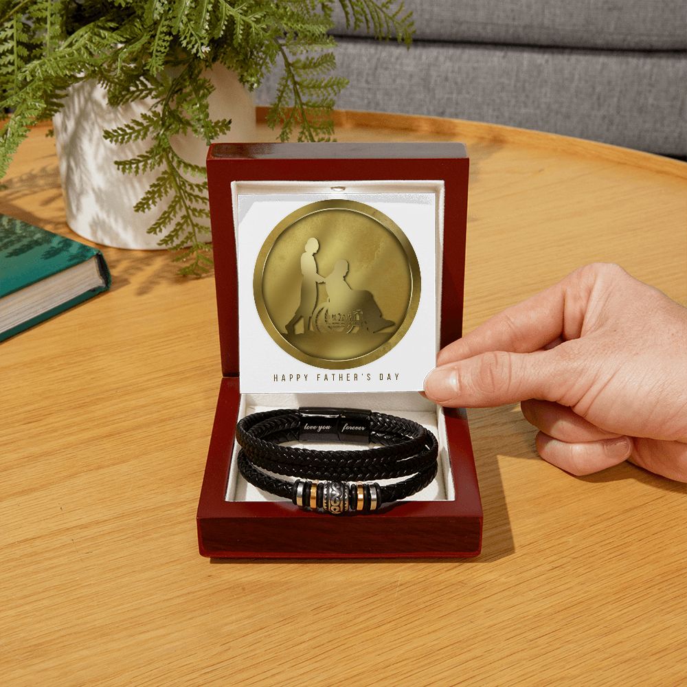 Love You Forever, Men's Leather Bracelet, Vegan, Engraved, Father, Husband, Son, Dad - YERTIZZ.COM