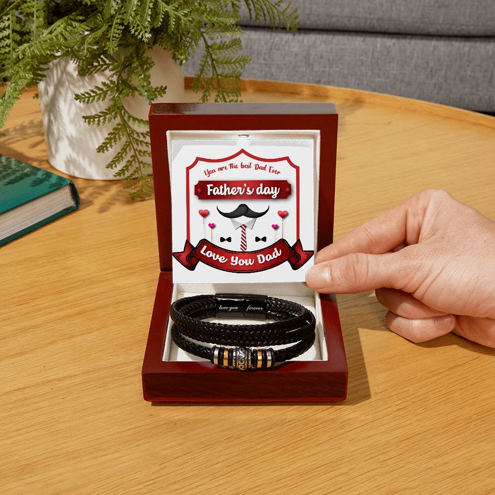 Vegan Leather Bracelet, Love You Forever Dad, Engraved - YERTIZZ.COM