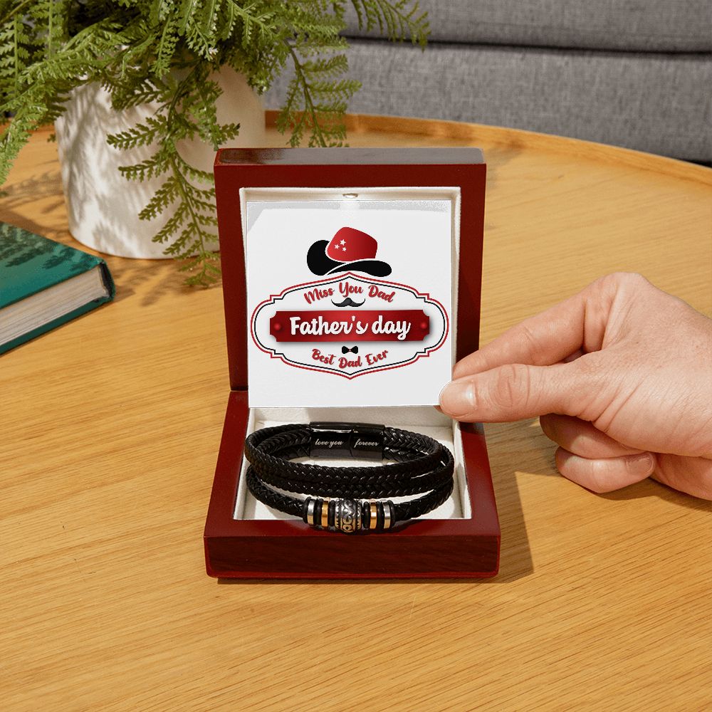 Vegan Leather Bracelet, Love You Forever Dad, Engraved - YERTIZZ.COM