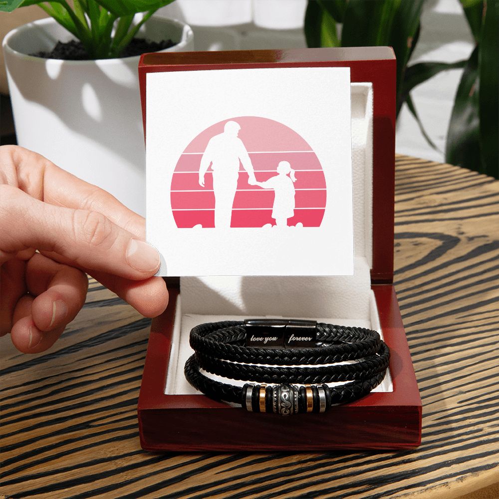 For Father, Vegan Leather Bracelet, Love You Forever Dad, Engraved - YERTIZZ.COM